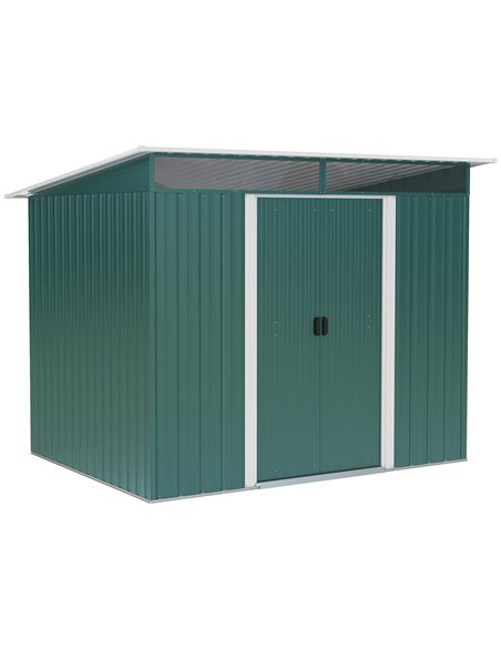 Outsunny Pent Roofed Metal Garden Shed, 260L x 194W x 200H cm, Green 845-174V01GN - pic 39855 | FastDaddyshop