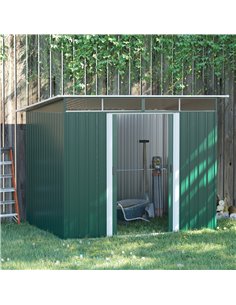 Outsunny Pent Roofed Metal Garden Shed, 260L x 194W x 200H cm, Green 845-174V01GN 2