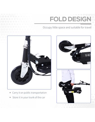 HOMCOM Outdoor Ride On Powered Scooter for kids Sporting Toy 120W Motor Bike 2 x 12V Battery - Black