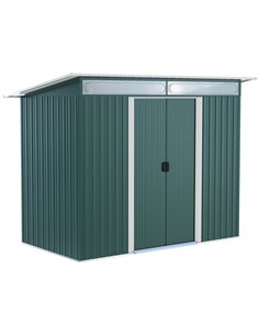 Outsunny Pent Roofed Metal Garden Shed, 260L x 133W x 200Hcm, Green 845-173V01GN