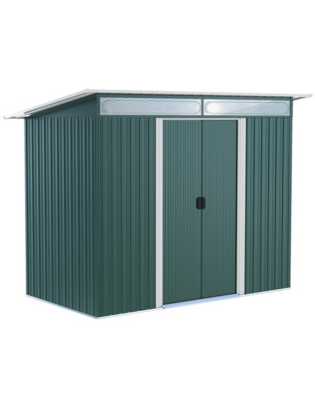 Outsunny Pent Roofed Metal Garden Shed, 260L x 133W x 200Hcm, Green 845-173V01GN - pic 39864 | FastDaddyshop
