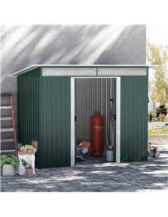 Outsunny Pent Roofed Metal Garden Shed, 260L x 133W x 200Hcm, Green 845-173V01GN 2
