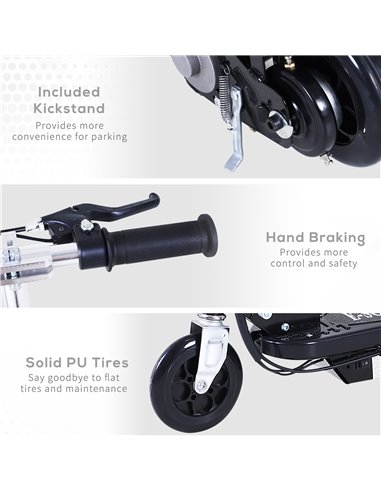 HOMCOM Outdoor Ride On Powered Scooter for kids Sporting Toy 120W Motor Bike 2 x 12V Battery - Black