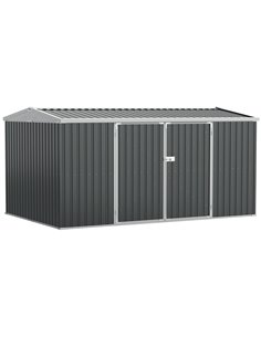 Outsunny 14 x 9 ft Lockable Garden Shed, Grey 845-678