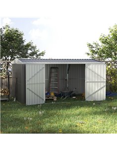 Outsunny 14 x 9 ft Lockable Garden Shed, Grey 845-678 2
