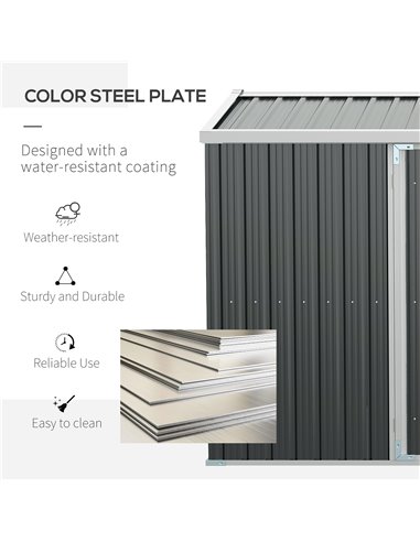 Outsunny 14 x 9 ft Lockable Garden Shed Large Patio Roofed Tool Metal Storage Building Foundation Sheds Box Outdoor Furniture, G