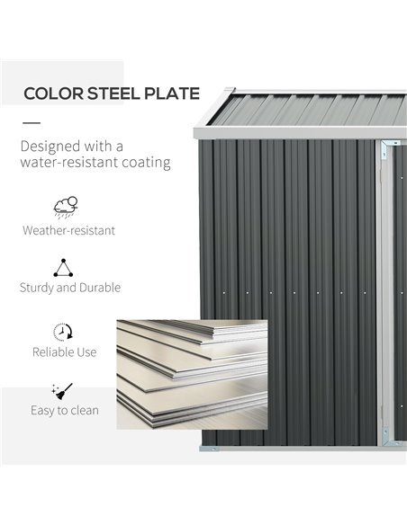 Outsunny 14 x 9 ft Lockable Garden Shed Large Patio Roofed Tool Metal Storage Building Foundation Sheds Box Outdoor Furniture, G - pic 39877 | FastDaddyshop