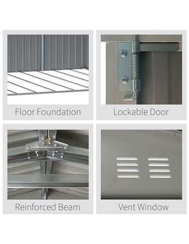 Outsunny 14 x 9 ft Lockable Garden Shed Large Patio Roofed Tool Metal Storage Building Foundation Sheds Box Outdoor Furniture, G