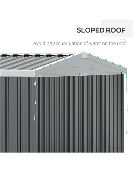 Outsunny 14 x 9 ft Lockable Garden Shed Large Patio Roofed Tool Metal Storage Building Foundation Sheds Box Outdoor Furniture, G - pic 39879 | FastDaddyshop