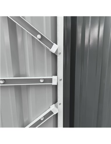 Outsunny 14 x 9 ft Lockable Garden Shed Large Patio Roofed Tool Metal Storage Building Foundation Sheds Box Outdoor Furniture, G