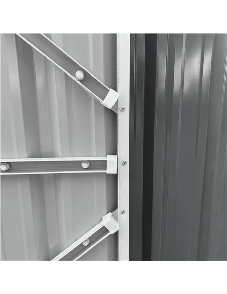Outsunny 14 x 9 ft Lockable Garden Shed Large Patio Roofed Tool Metal Storage Building Foundation Sheds Box Outdoor Furniture, G - pic 39881 | FastDaddyshop