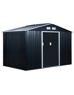 Outsunny 9 x 6FT Outdoor Garden Roofed Metal Storage Shed, Dark Grey 845-031CG