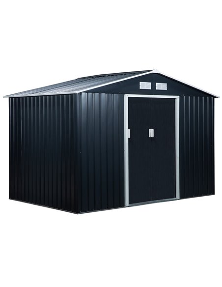 Outsunny 9 x 6FT Outdoor Garden Roofed Metal Storage Shed, Dark Grey 845-031CG - pic 39882 | FastDaddyshop
