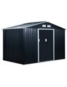 Outsunny 9 x 6FT Outdoor Garden Roofed Metal Storage Shed, Dark Grey 845-031CG