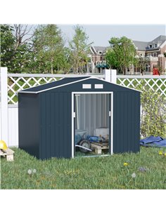 Outsunny 9 x 6FT Outdoor Garden Roofed Metal Storage Shed, Dark Grey 845-031CG 2