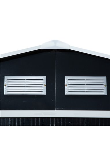Outsunny 9 x 6FT Outdoor Garden Roofed Metal Storage Shed Tool Box with Foundation Ventilation & Doors, Dark Grey 845-031CG