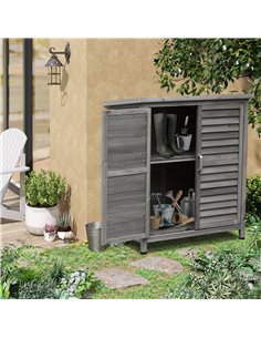 Outsunny Wooden Garden Storage Shed, 87L x 46.5W x 96.5H, Grey 845-248GY 2