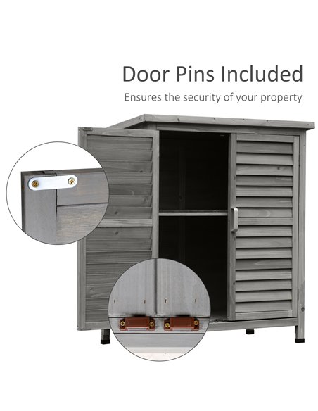 Outsunny Garden Shed Wooden Garden Storage Shed 2 Door Unit Solid Fir Wood Garage Tool Organisation Cabinet, 87L x 46.5W x 96.5H - pic 39896 | FastDaddyshop