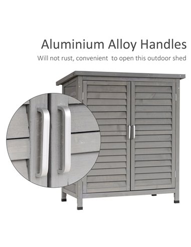 Outsunny Garden Shed Wooden Garden Storage Shed 2 Door Unit Solid Fir Wood Garage Tool Organisation Cabinet, 87L x 46.5W x 96.5H