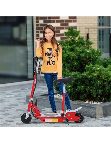 HOMCOM 120W Teens Foldable Kids Powered Scooters 24V Rechargeable Battery Adjustable Ride on Outdoor Toy (Red) - pic 3990 | FastDaddyshop