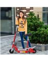 HOMCOM 120W Teens Foldable Kids Powered Scooters 24V Rechargeable Battery Adjustable Ride on Outdoor Toy (Red)