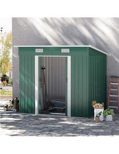 Outsunny 6.8 x 4.3ft Outdoor Garden Storage Shed, Green 845-496V01