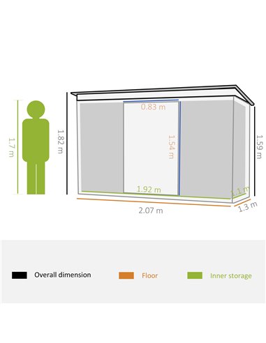 Outsunny 6.8 x 4.3ft Outdoor Garden Storage Shed, Green 845-496V01