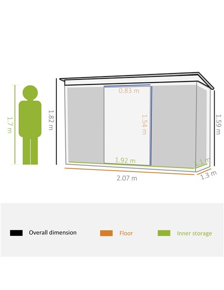 Outsunny 6.8 x 4.3ft Outdoor Garden Storage Shed, Green 845-496V01 - pic 39902 | FastDaddyshop