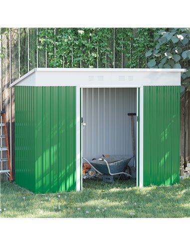Outsunny 7.6 x 4.3ft Garden Storage Shed w/ Sliding Door Ventilation Window Sloped Roof Gardening Tool Storage Green 845-428V02G