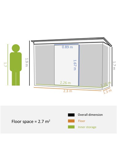 Outsunny 7.6 x 4.3ft Garden Storage Shed w/ Sliding Door Ventilation Window Sloped Roof Gardening Tool Storage Green 845-428V02G