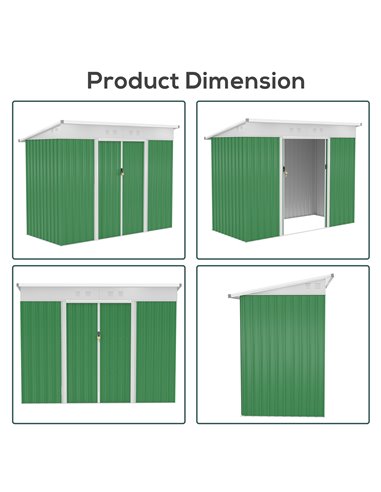 Outsunny 7.6 x 4.3ft Garden Storage Shed w/ Sliding Door Ventilation Window Sloped Roof Gardening Tool Storage Green 845-428V02G