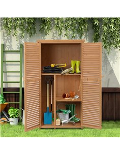Outsunny 87 x 47 x 160cm Wooden Garden Storage Shed, Natural 845-215BN 2
