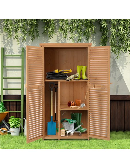 Outsunny 87 x 47 x 160cm Wooden Garden Storage Shed, Sheds & Outdoor Storage with Asphalt Roof & 2 Large Wood Doors with Lock, N - pic 39928 | FastDaddyshop