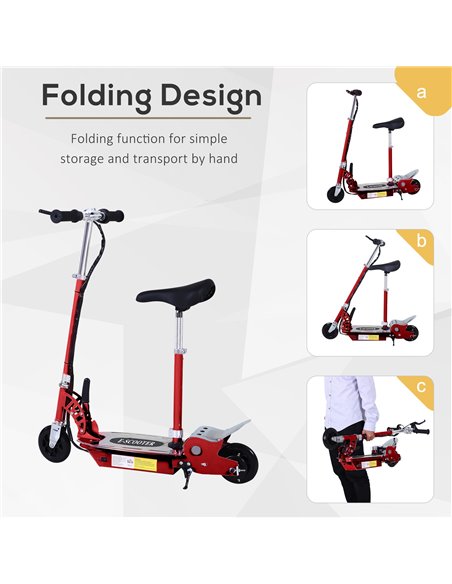 HOMCOM 120W Teens Foldable Kids Powered Scooters 24V Rechargeable Battery Adjustable Ride on Outdoor Toy (Red) - pic 3993 | FastDaddyshop