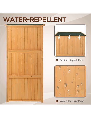 Outsunny 87 x 47 x 160cm Wooden Garden Storage Shed, Natural 845-215BN