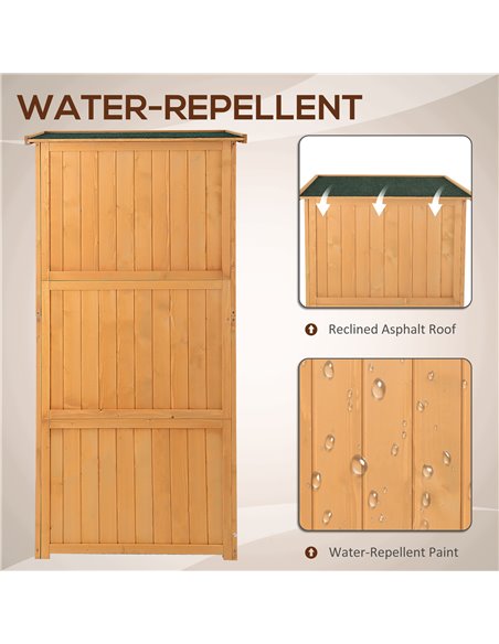 Outsunny 87 x 47 x 160cm Wooden Garden Storage Shed, Natural 845-215BN - pic 39930 | FastDaddyshop