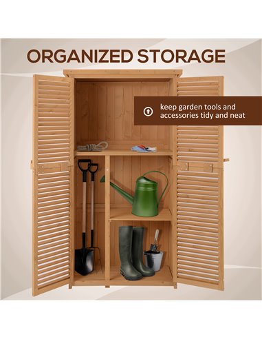 Outsunny 87 x 47 x 160cm Wooden Garden Storage Shed, Sheds & Outdoor Storage with Asphalt Roof & 2 Large Wood Doors with Lock, N