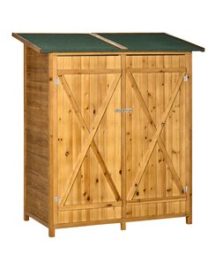 Outsunny Garden Wood Storage Shed with Flexible Table, Natural 845-353V01ND