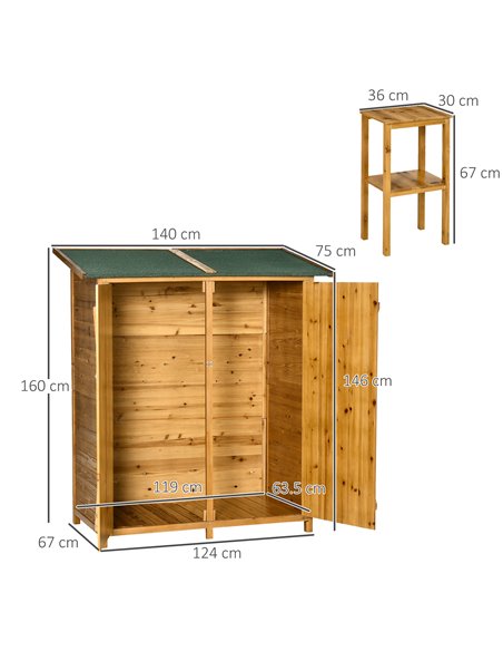 Outsunny Garden Wood Storage Shed with Flexible Table, Natural 845-353V01ND - pic 39947 | FastDaddyshop