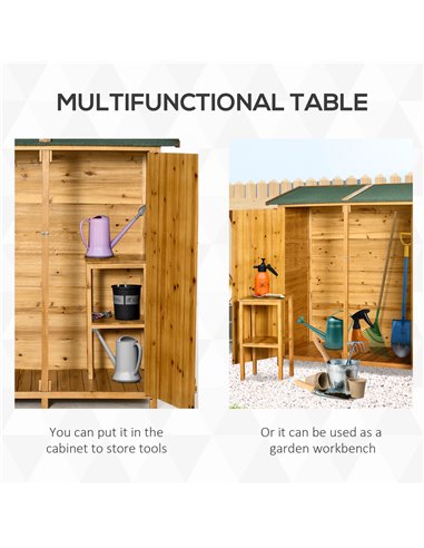 Outsunny Garden Wood Storage Shed with Flexible Table, Natural 845-353V01ND