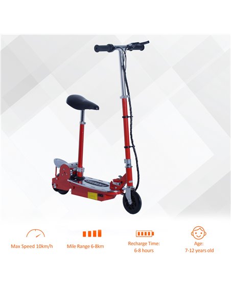 HOMCOM 120W Teens Foldable Kids Powered Scooters 24V Rechargeable Battery Adjustable Ride on Outdoor Toy (Red) - pic 3995 | FastDaddyshop