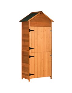 Outsunny 84 x 52cm 4-Tier Wooden Garden Shed, Teak 845-063V01