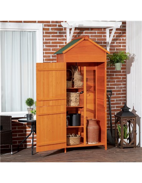 Outsunny 84 x 52cm 4-Tier Wooden Garden Shed, Teak 845-063V01 - pic 39955 | FastDaddyshop