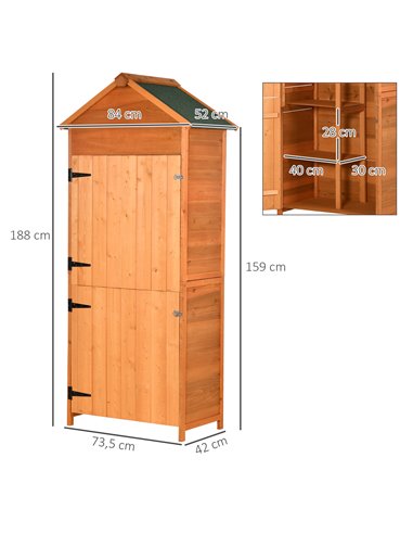 Outsunny 84 x 52cm 4-Tier Wooden Garden Shed, Teak 845-063V01