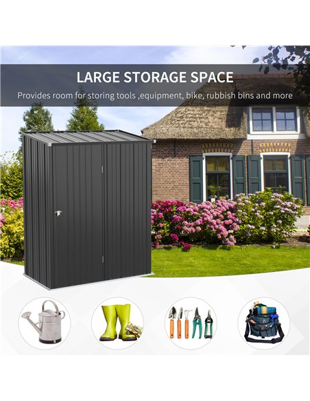 Outsunny 5.3ft x 3.1ft Outdoor Storage Shed, Charcoal Grey 845-532 - pic 39966 | FastDaddyshop