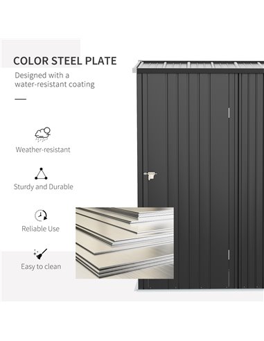 Outsunny 5.3ft x 3.1ft Outdoor Storage Shed, Garden Metal Storage Shed w/ Single Door for Backyard, Patio, Lawn, Charcoal Grey 8