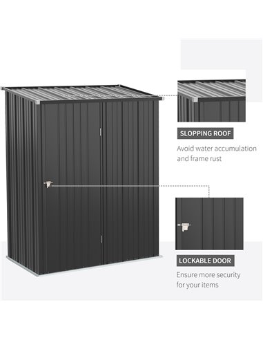 Outsunny 5.3ft x 3.1ft Outdoor Storage Shed, Garden Metal Storage Shed w/ Single Door for Backyard, Patio, Lawn, Charcoal Grey 8