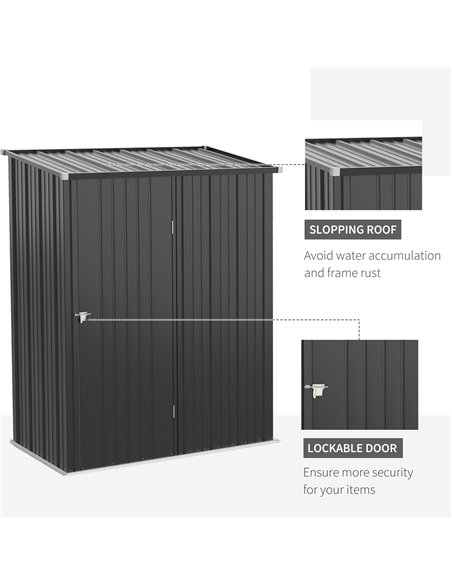 Outsunny 5.3ft x 3.1ft Outdoor Storage Shed, Garden Metal Storage Shed w/ Single Door for Backyard, Patio, Lawn, Charcoal Grey 8 - pic 39968 | FastDaddyshop