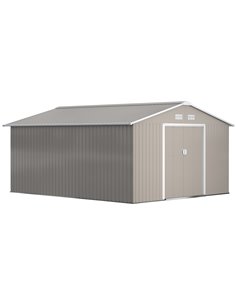 Outsunny 13 x 11ft Garden Metal Storage Shed, Light Grey 845-031V01LG