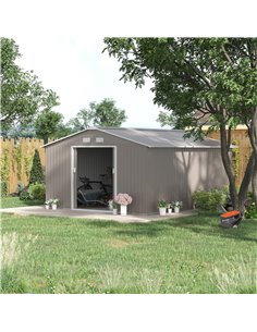 Outsunny 13 x 11ft Garden Metal Storage Shed, Light Grey 845-031V01LG 2